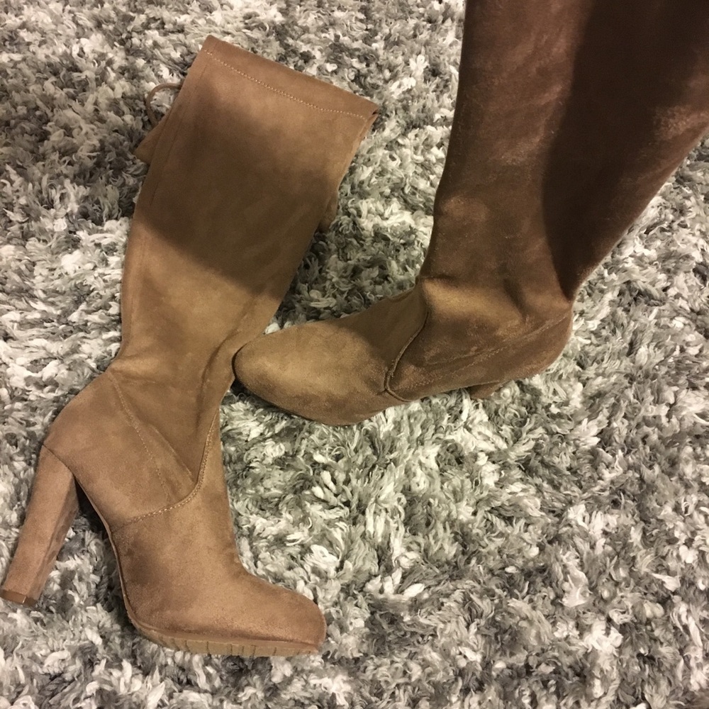 Over the knee high heel dress boots